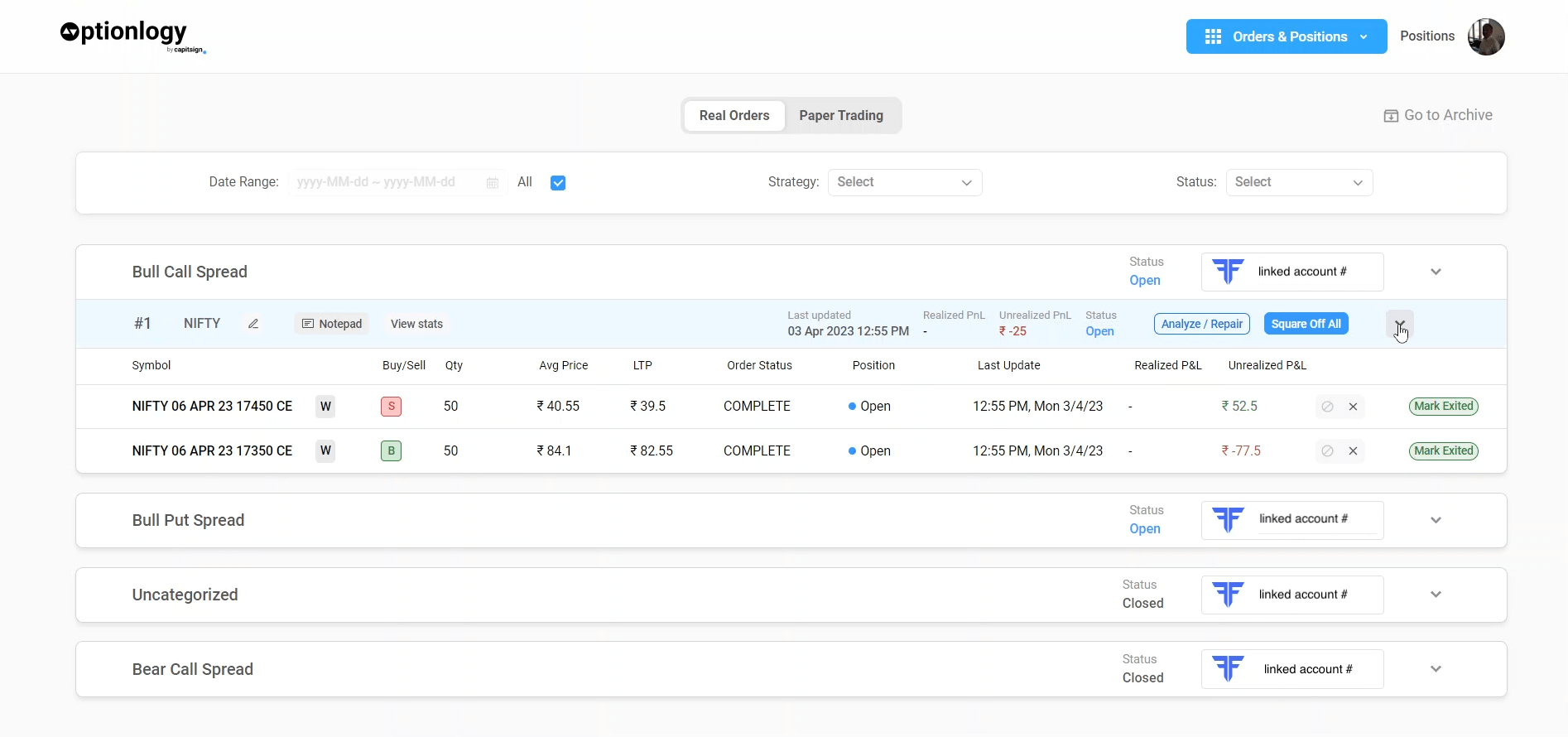 Optionlogy Order Book